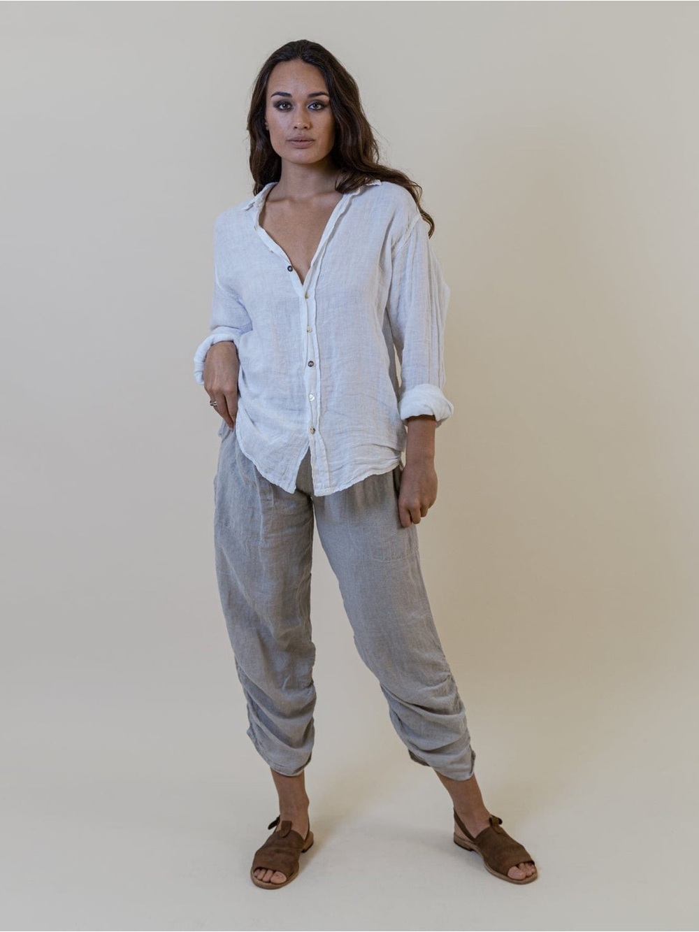 La Bottega di Brunella Camica Franco Button Down Blouse, BNWT, size M